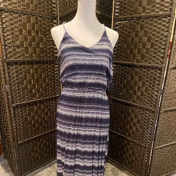 Maxi Navy & White Dress - Picture 1 of 4